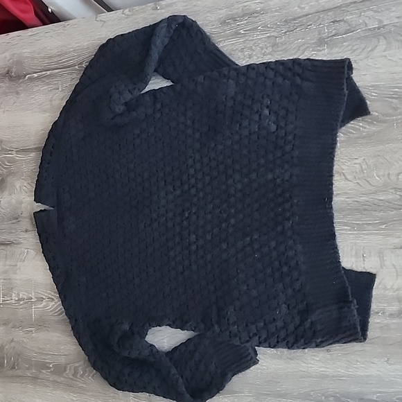 NEW! Janice Apparel Chunky Open Knit Pocket Front Cardigan Black One Size - Picture 7 of 8